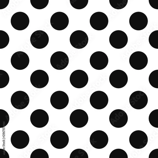 Fototapeta Abstract fashion black and white Big Polka Dot seamless pattern texture.