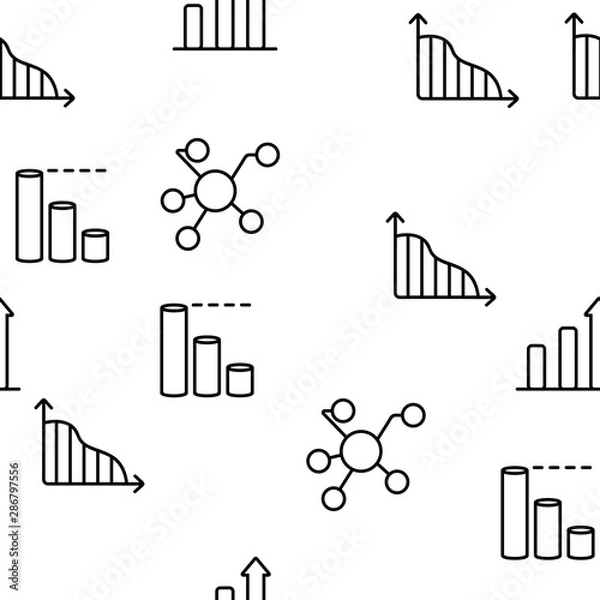 Obraz Analysing Data Vector Seamless Pattern Contour Illustration