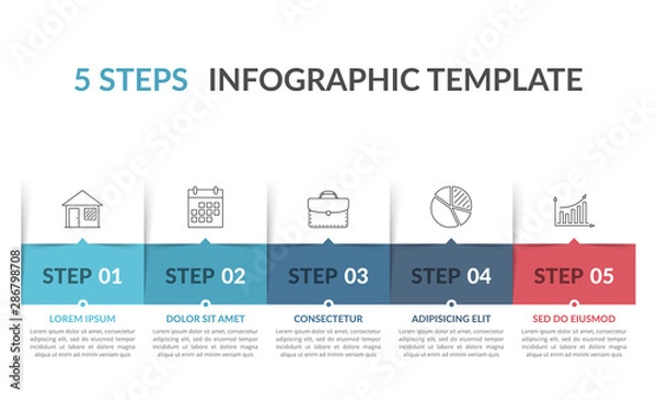 Fototapeta Infographic Template with 5 Steps