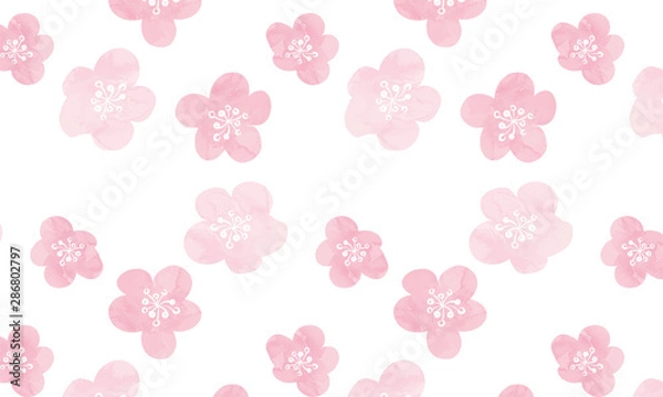 Obraz 和柄　梅のシームレスパターン