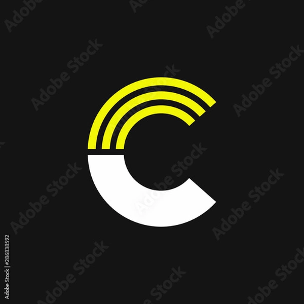 Obraz Yellow Lines Geometric Vector Logo Letter C