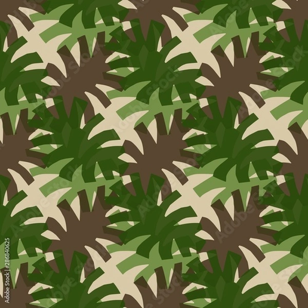 Obraz Seamless summer abstract tropical background. Used bright colors: green, beige and brown . Perfect for printing fabric, cover, packaging, interior. Editable vector