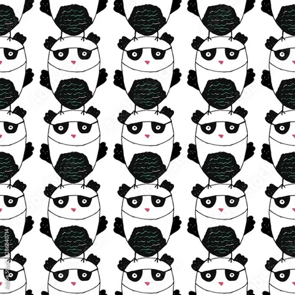 Obraz Childish seamless pattern with cute cartoon owls.Trendy scandinavian vector background. Perfect for kids apparel,fabric, textile, nursery decoration,wrapping paper