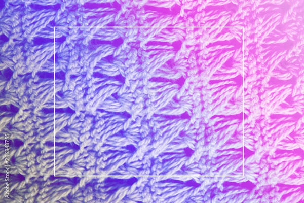 Obraz knitted woolen scarf clothing textile canvas for design closeup neon backround