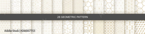 Obraz Zestaw bez szwu wzorów geometrycznych. Streszczenie geometryczny sześciokątny projekt graficzny drukuje wzór kostki 3d. Bezszwowe kostki geometryczne wzór.