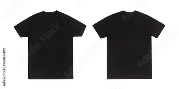 Fototapeta Black T-shirts front and back use for design isolated on white background.