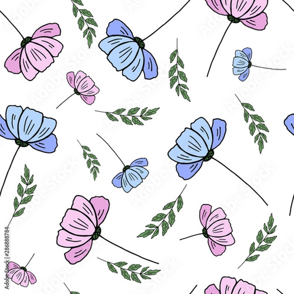 Fototapeta seamless pattern with flowers