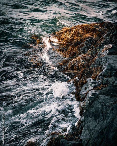 Fototapeta Beautiful waves crashing on rocks