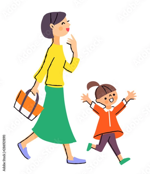 Fototapeta 歩く親子