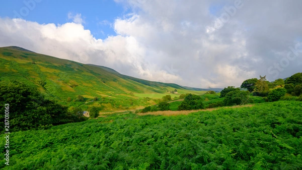 Fototapeta View of the River Ashop in the Snake Valley Pass, Peak District, UK