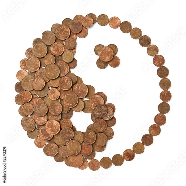 Obraz Financial Yin Yang symbol made of money illustrating peace of mi
