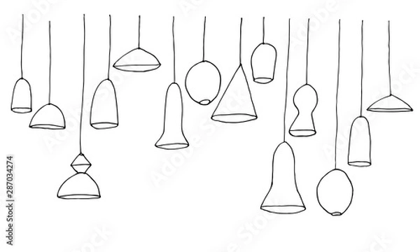 Fototapeta Ceiling lights freehand linear drawing