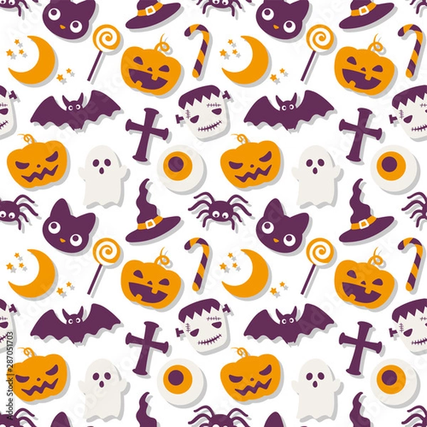 Fototapeta ハロウィン　シームレスパターン背景素材