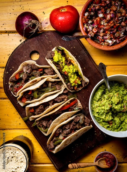 Obraz Taco table with sauces