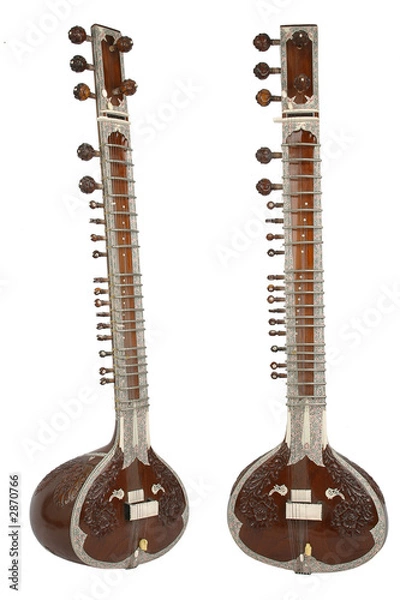 Obraz sitar, instrument smyczkowy z Indii