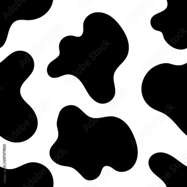 Obraz Cow spots seamless black pattern or animal print or dalmatian dog stains. Vector illustration Eps 10