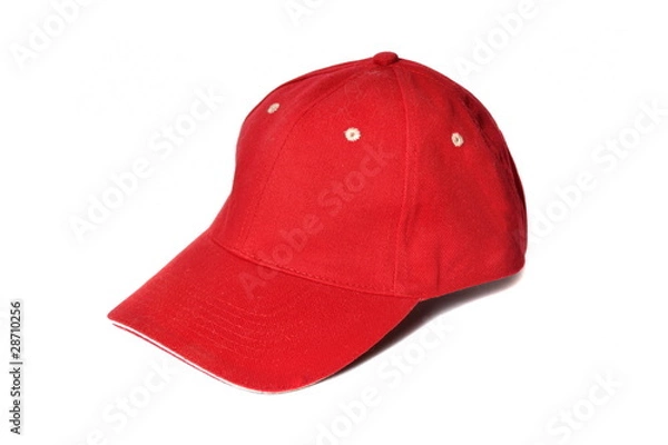 Obraz Red baseball cap isolated on white