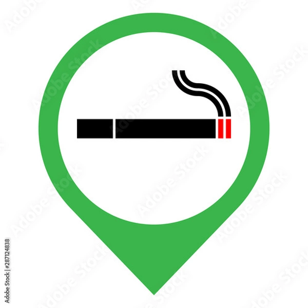 Fototapeta smoking area location logo no smoking sign symbol black cigarette