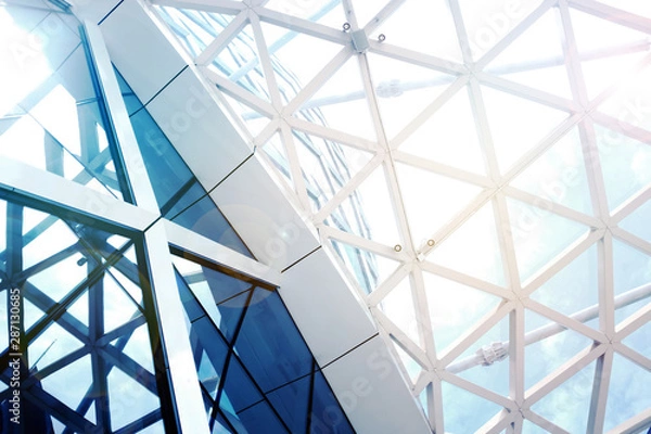 Obraz Steel structure geometry construction with sky as the background.