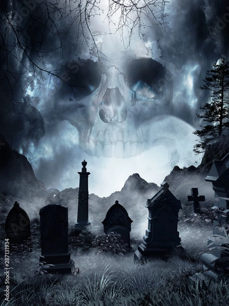 Obraz Mgła na opuszczonym cmentarzu