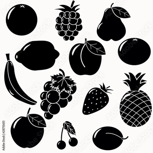Obraz fruits silhouettes vector