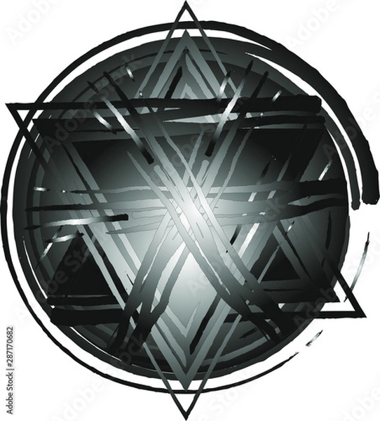 Fototapeta Star of David, seal of king Solomon, pentagram, hexagram.