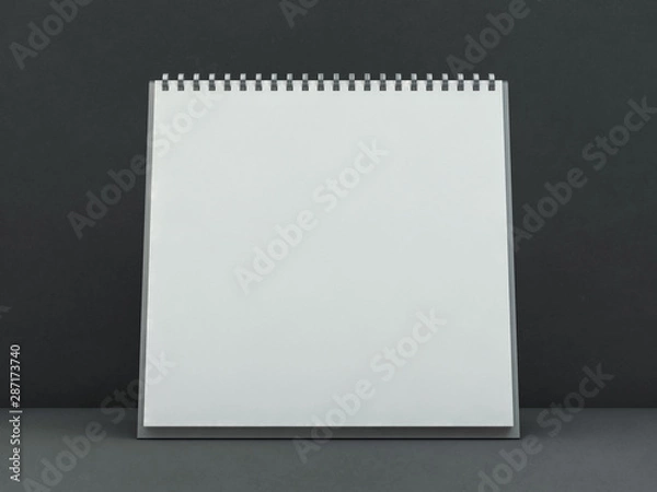 Fototapeta Empty square desk calendar on table. Mockup design concept. 3D