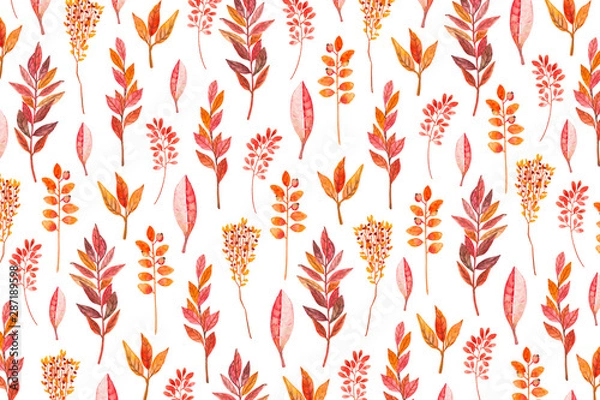 Obraz Autumn Pattern Made Of Watercolor Elements