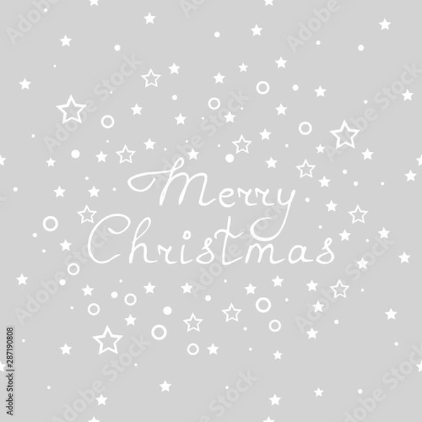 Obraz Christmas tree toys pattern with handwritten lettering merry christmas and stars