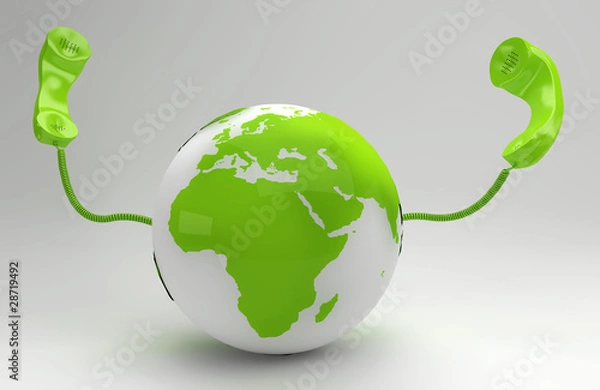 Obraz A global telecommunication concept with the green planet