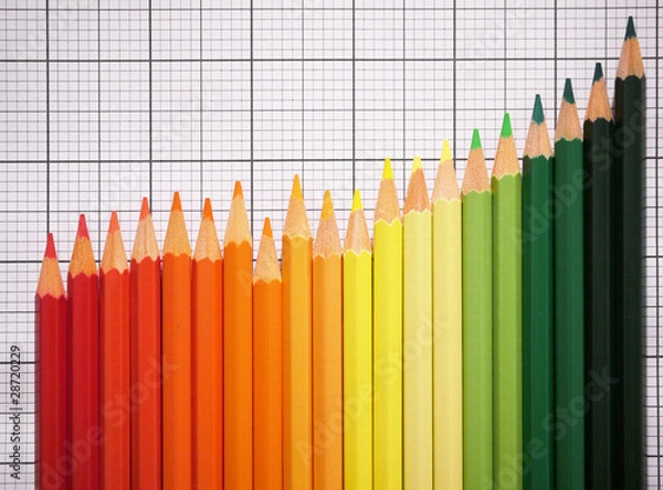 Obraz Colored Crayons on Checkered Paper - Variant 2