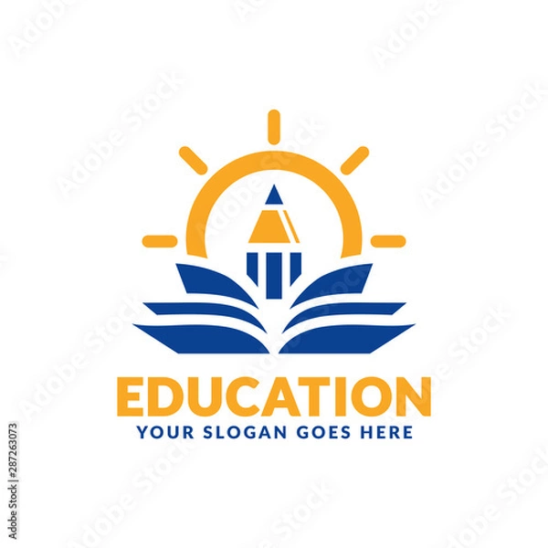 Obraz Szablon projektu logo edukacji, stylizowane ikona ołówka i książki