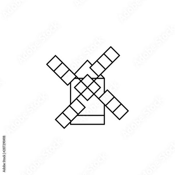 Fototapeta Mill. Vector linear icon, white background.
