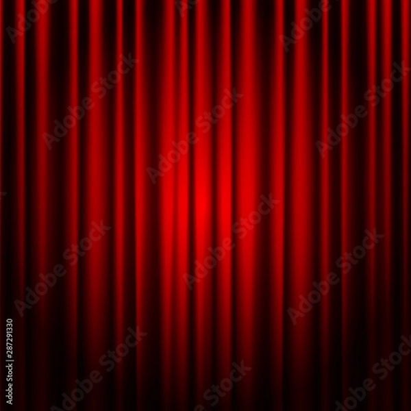Fototapeta Closed red theater curtain. Background for banner or poster. Vector illustration