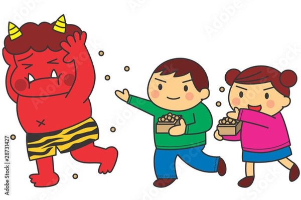 Obraz 節分（赤鬼と子ども）