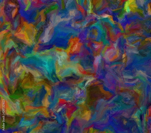 Fototapeta Abstract interior wall art print for decorate everything, naive contemporary style artwork with chaotic paint strokes and splashes, modern painting background texture in creative design idea