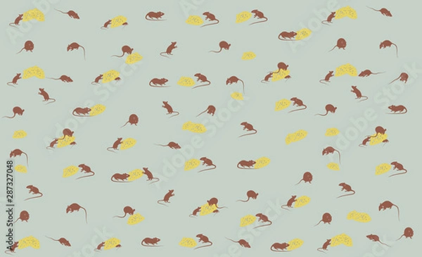 Fototapeta mouse and cheese pattern, new year 2020 background