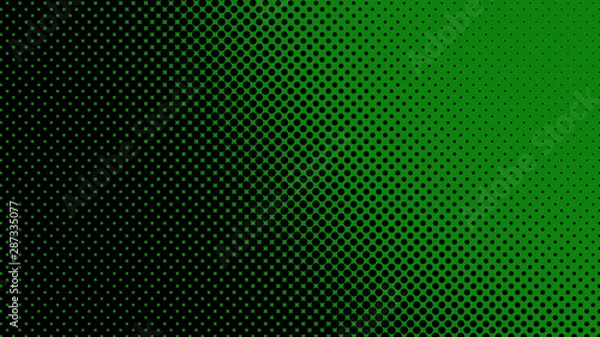 Fototapeta Green and black retro comic pop art background with dots, cartoon halftone background vector illustration eps10