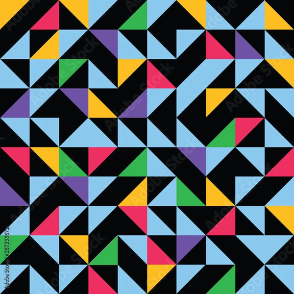 Fototapeta Multicolored geometric truchet pattern background with triangles