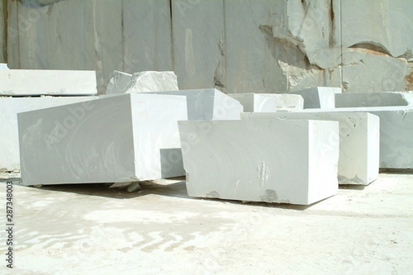 Obraz Blocks of white marble near the quarries, Carrara