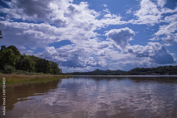 Obraz landscape with lake and clouds