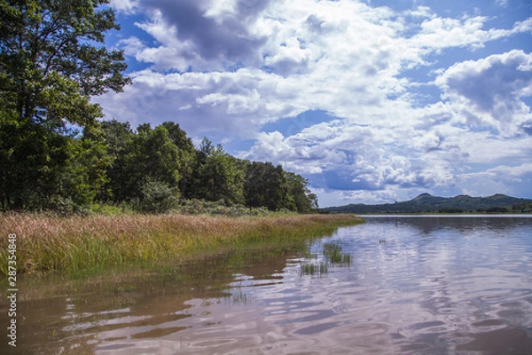 Obraz landscape with river and clouds