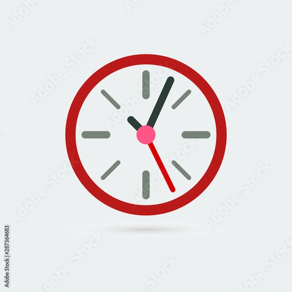 Fototapeta Clock icon. Flat design. Timer on color background. Vector