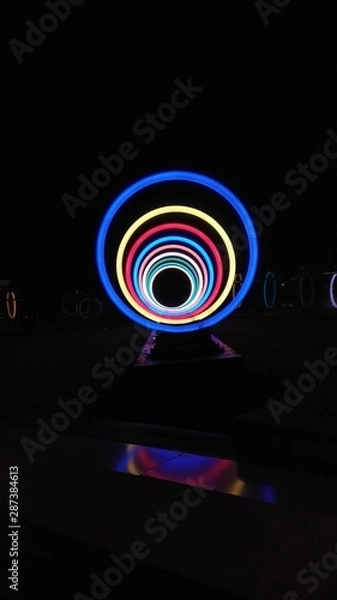 Fototapeta Concentric Rings of Multicolored Lights
