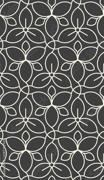 Fototapeta Linear seamless flower pattern