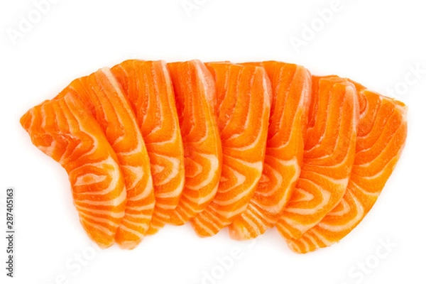 Fototapeta Salmon raw sashimi isolated on white background