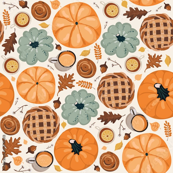 Obraz Cute seamless autumn pattern background. Autumn wallpaper