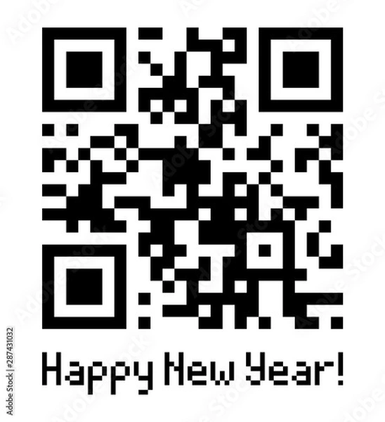 Fototapeta Qr code sample with text Happy New Year