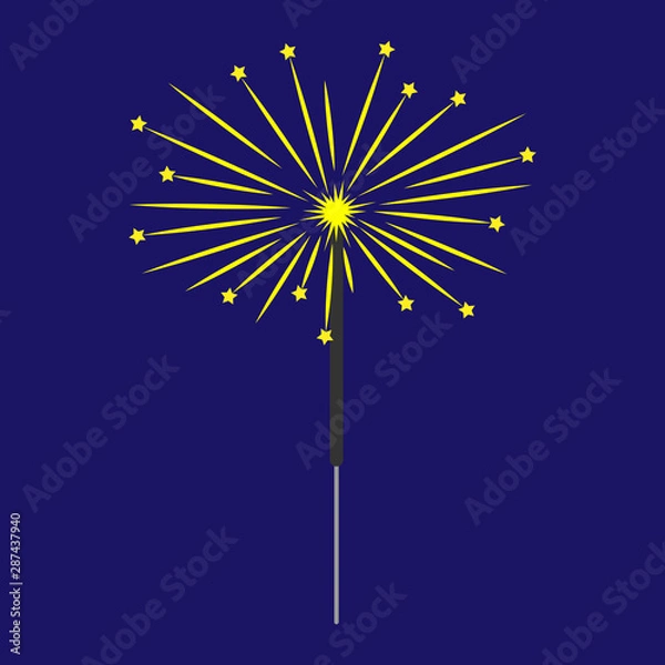 Obraz Sparkler with star color on blue background sign 1.11