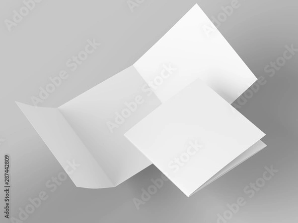 Obraz Open folded leaflet in square format. Flying leaflet folded to 3. 3d illustration